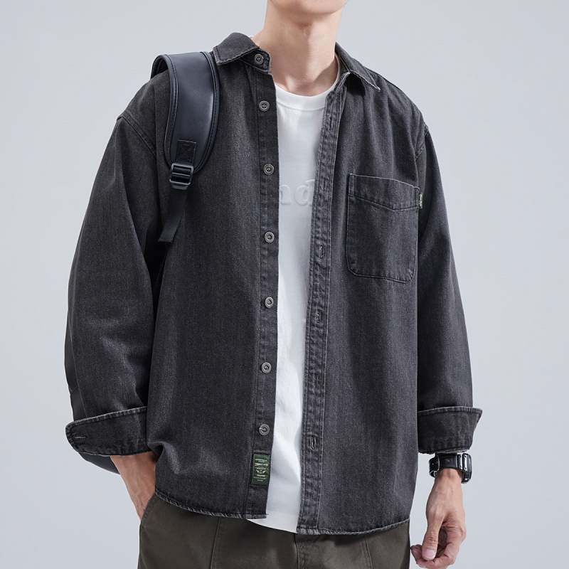 Winter Clothing Pk - デニムシャツ メンズ 長袖 2025 春秋 日本レトロ