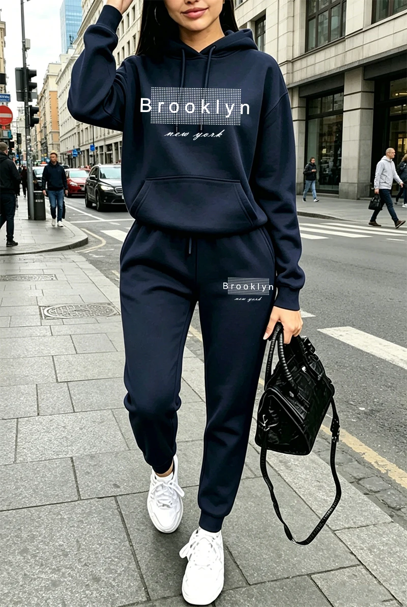 Winter Clothing For Women - レディーストラックスーツプリントカジュアルフーディスウェットシャツアウトドアスポーツジョギングウェア秋冬ファッション多用途スポーツウェア