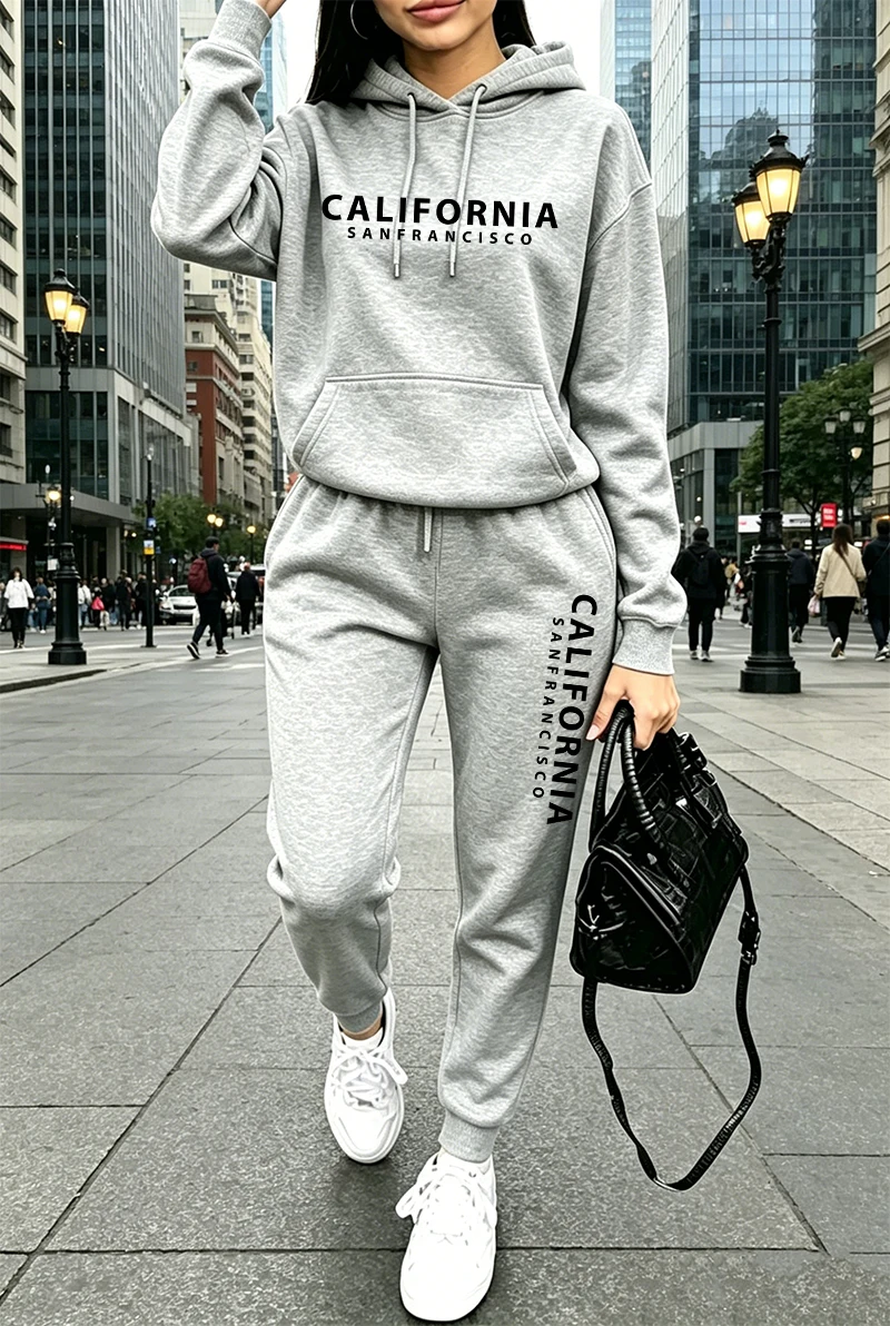 Winter Clothing For Women - 高品質レディーストラックスーツプリントカジュアルフーディスウェットシャツアウトドアスポーツジョギングウェア秋冬ファッションスポーツウェア