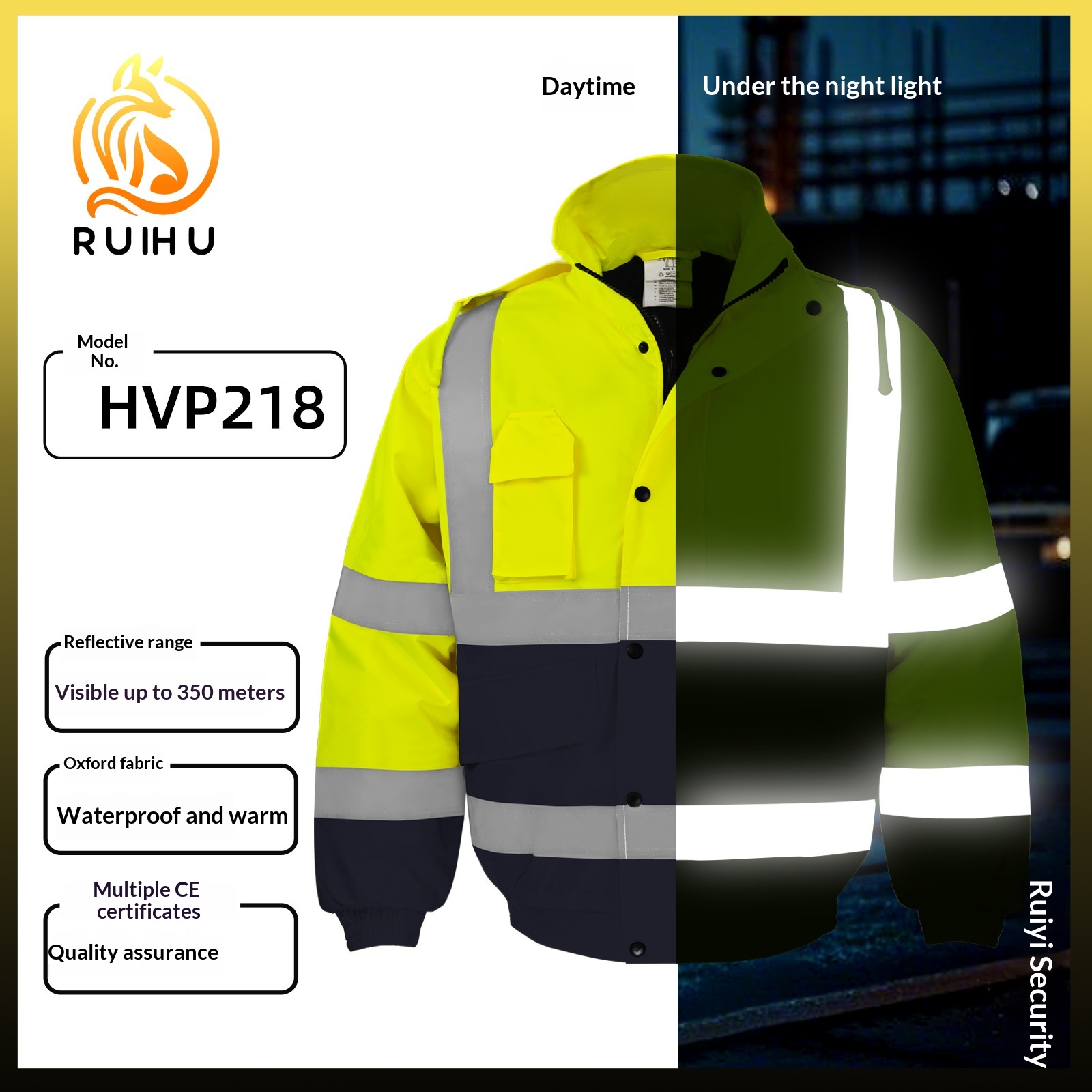 Winter Clothing Pk - 冬用高視認性保温ジャケット メンズ 蛍光オレンジ 防水ジャケット 反射ボンバージャケット 作業服