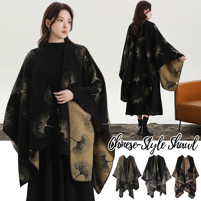 Winter Clothing Gift Ideas - プリントニットショール女性用秋冬ファッションスカーフ模造マント衣類アクセサリーホリデーギフトアイデア