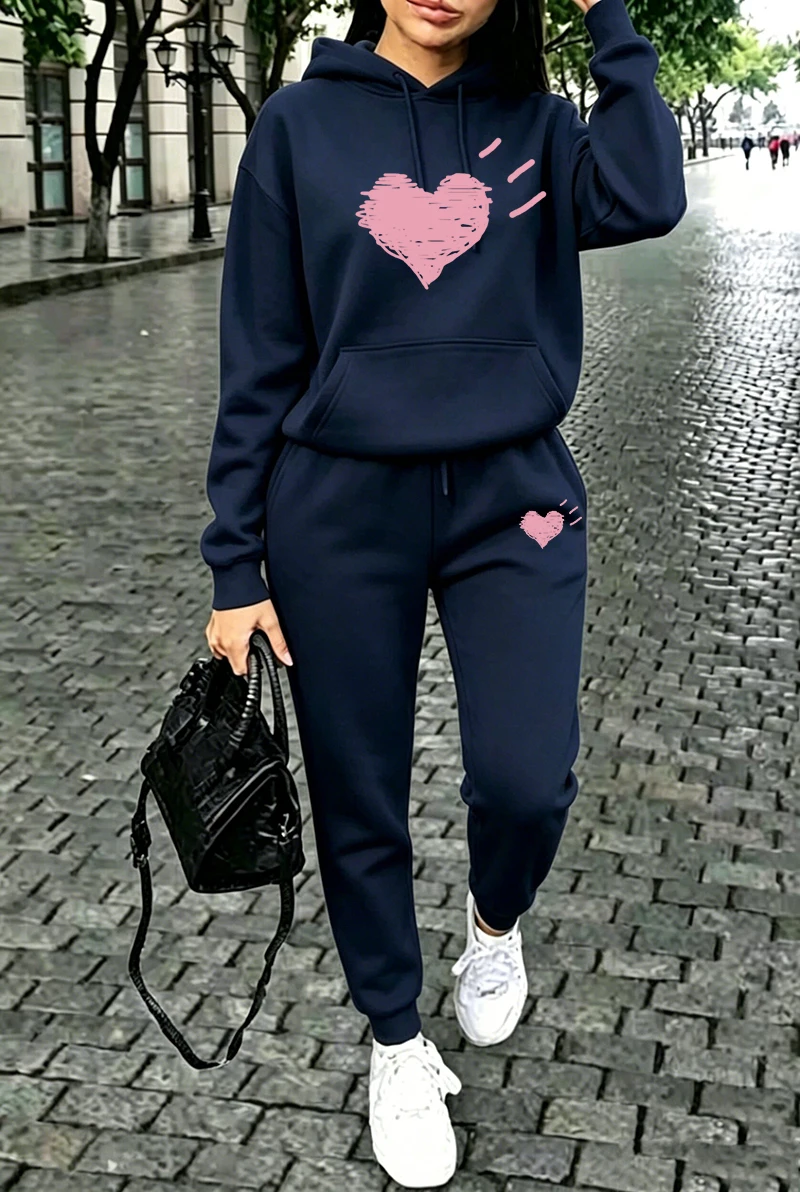 Winter Clothing For Women - レディース トラックスーツ、ストリートカジュアル、スウェットシャツ、スポーツウェア、アウトドア、スポーツ、ジョギングウェア、秋、多用途、単品、パーカー、パンツ