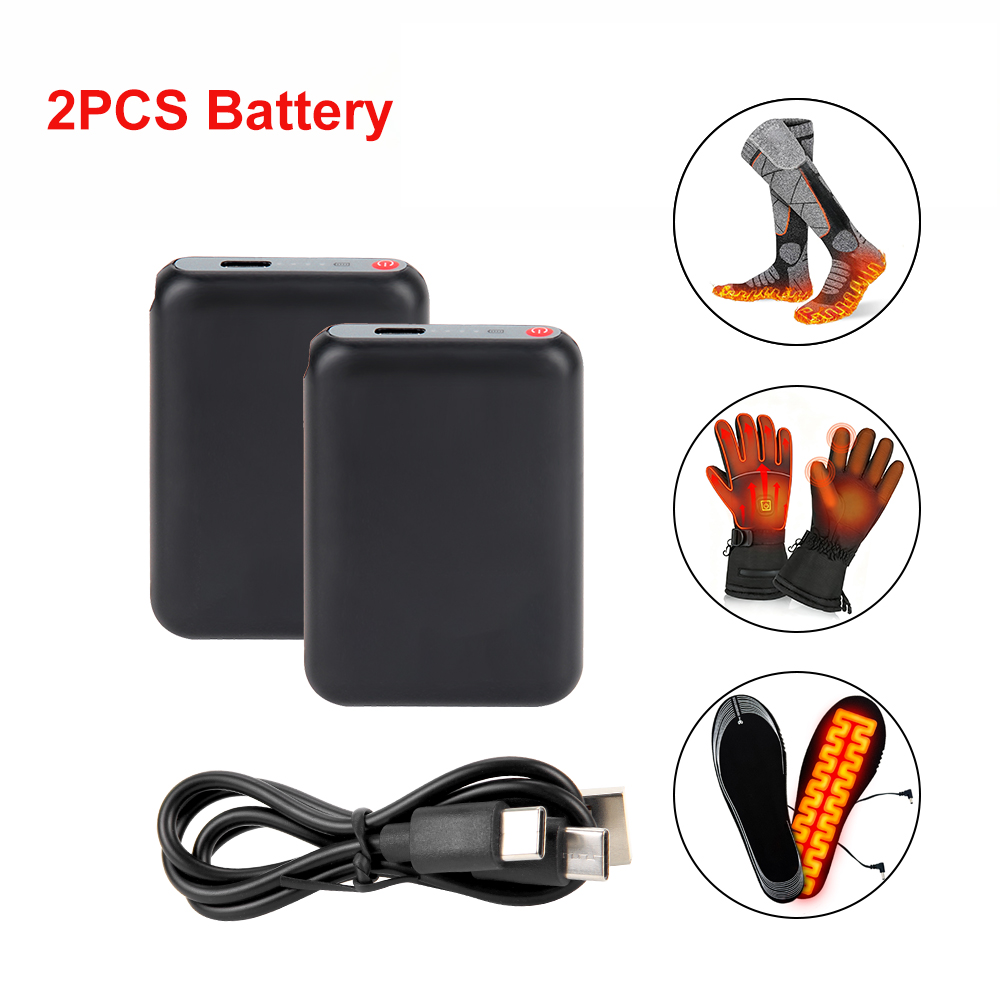 Heated Gloves Electric - 5V 6000mAh ヒートソックスバッテリー、暖かい手袋、衣類、靴、靴下、インソール用、Type-C充電、冬の屋外用モバイルパワーバンク
