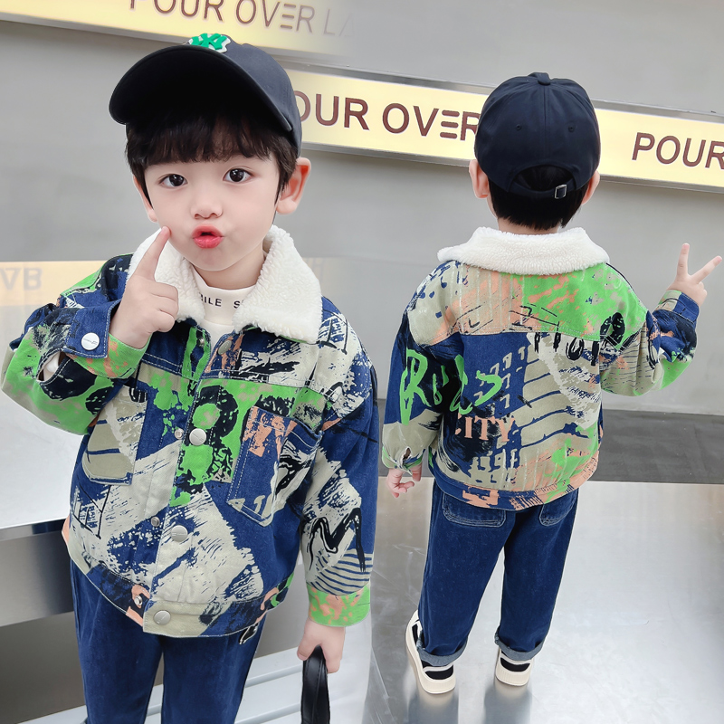 Winter Clothing Drawing - キッズベビー暖かいデニムジャケットパーカーコート毛皮付き幼児男の子女の子サーマルトレンチコート子供冬服アウター