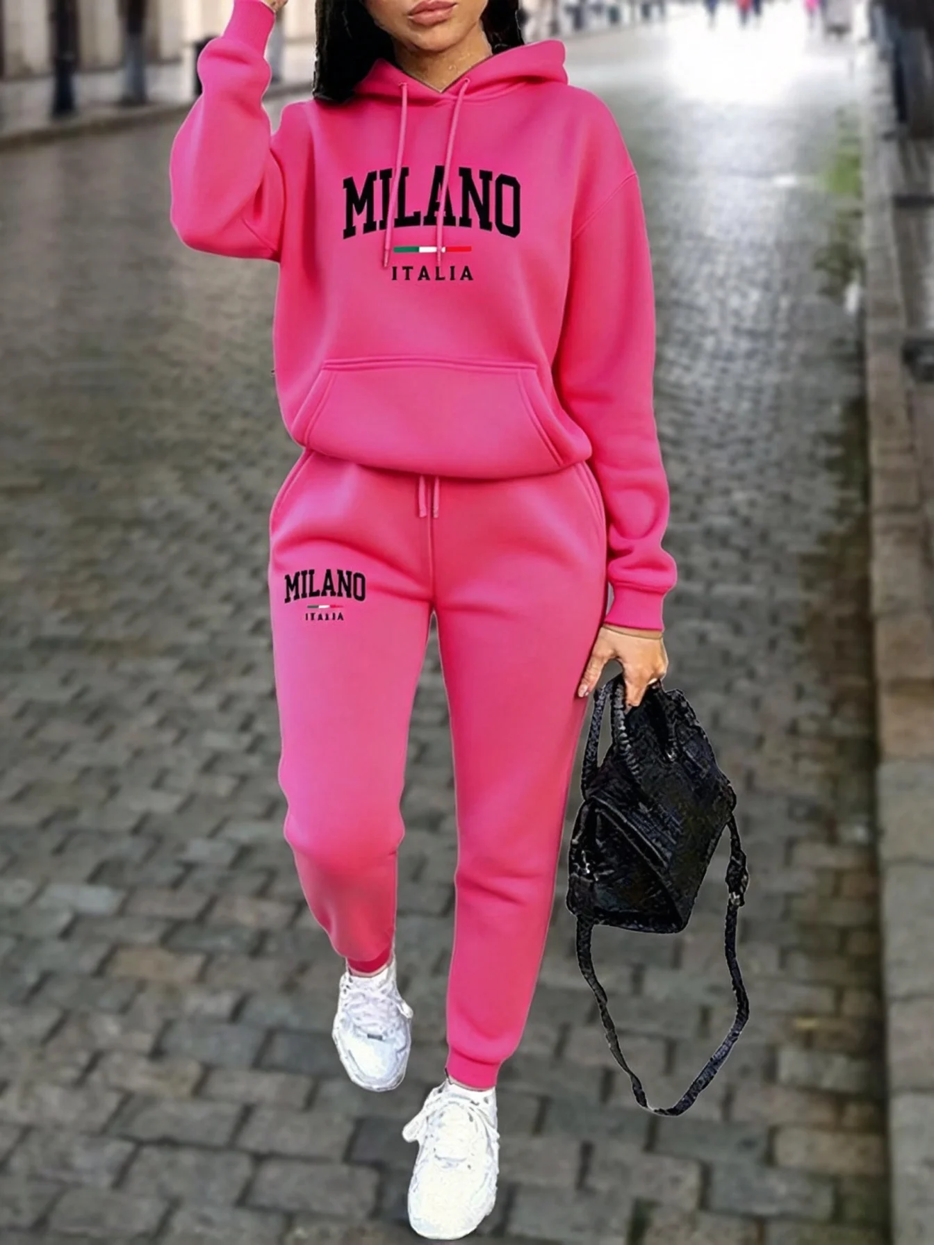 Winter Clothing For Women - MILANO レディース パンツセット、高品質スウェットシャツ、スウェットパンツ、パーカー、2点セット、秋・冬のコーディネート、女性向け、202627