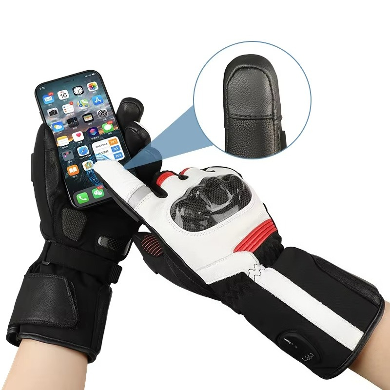 Heated Gloves Electric - 冬用バイクグローブ、タッチスクリーン対応、充電式、電気式ヒーター内蔵、男性用。