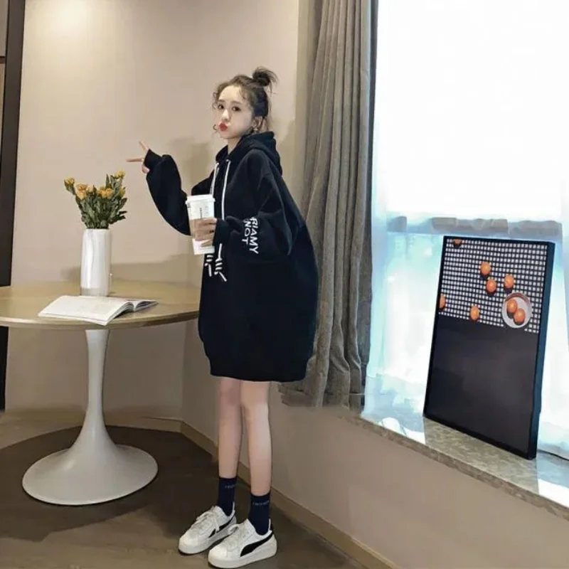 ストリートウェアフリースフード付きドレス Y2K 韓国風無地 - Winter Clothing Drawing のレビューと価格