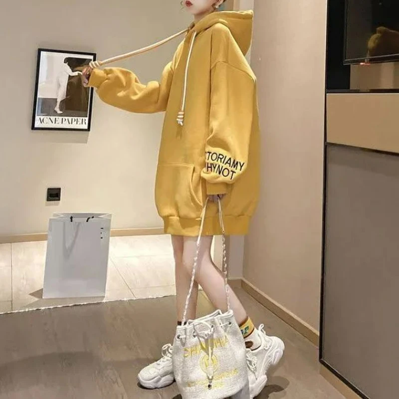ストリートウェアフリースフード付きドレス Y2K 韓国風無地 - Winter Clothing Drawing のレビューと価格