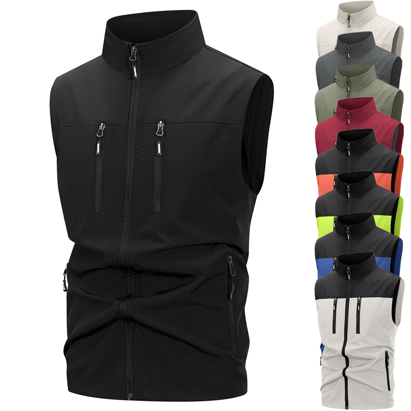 メンズ軽量ソフトシェルベスト ジッパーポケット付き 防風 ノ - Winter Clothing Hiking のレビューと価格