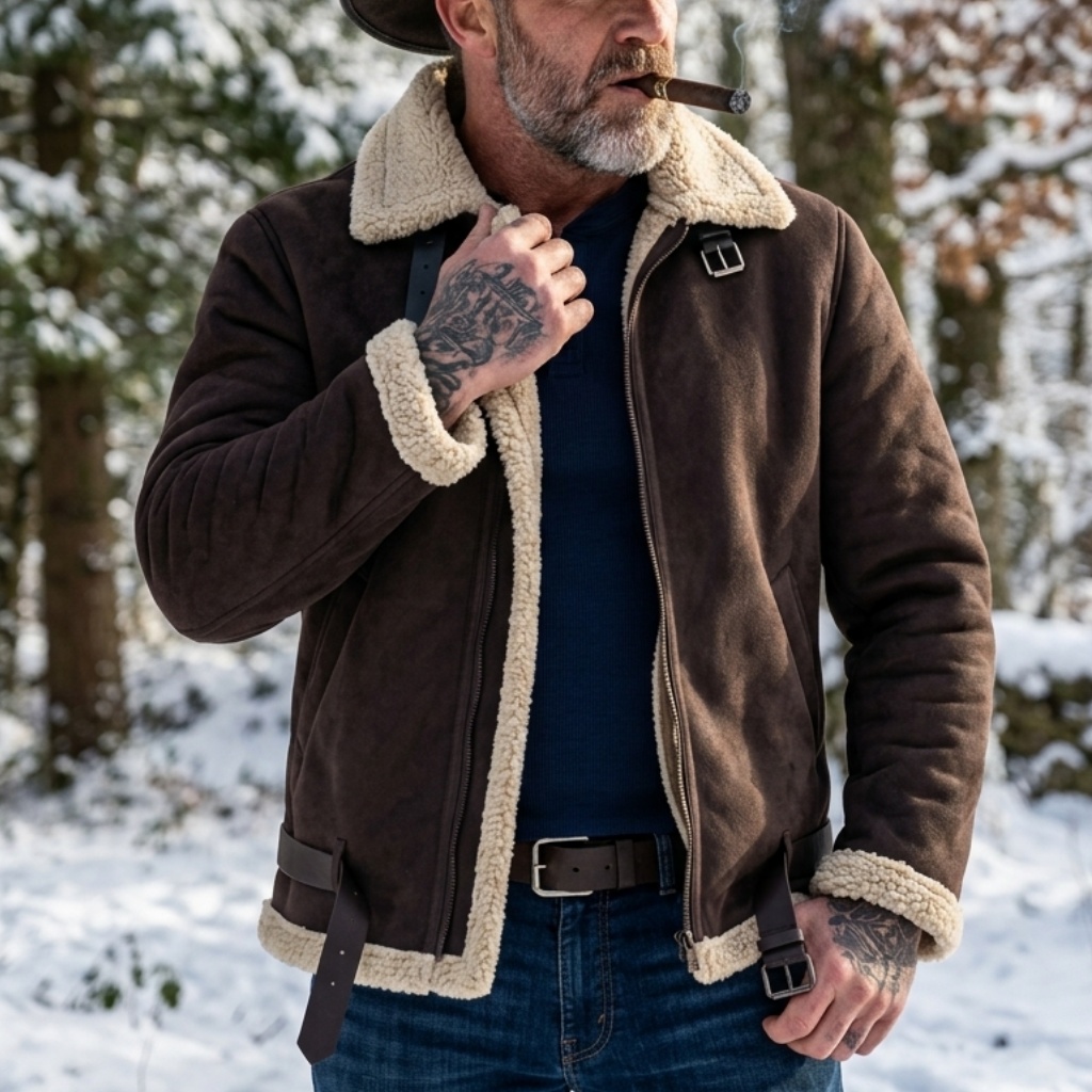 男性冬フェイクスエードジャケットフリース裏地付き暖かい豪華な - Winter Clothing Hiking のレビューと価格