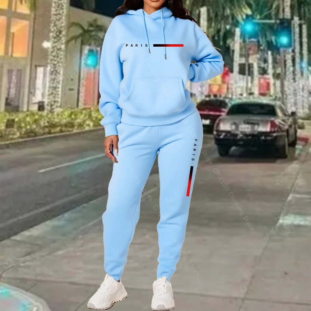 新作レディースセットアップ。パリの文字プリントが施された、高 - Winter Clothing For Women のレビューと価格