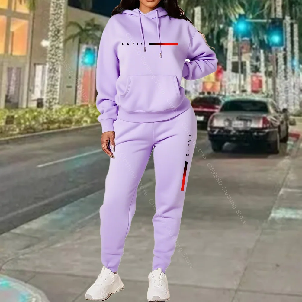 新作レディースセットアップ。パリの文字プリントが施された、高 - Winter Clothing For Women のレビューと価格