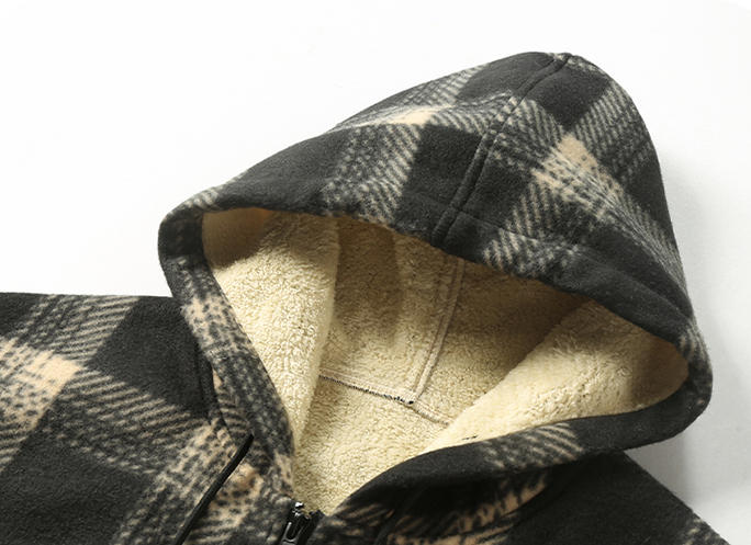 新作ファッションフリース裏地メンズカジュアルフード付きチェッ - Winter Clothing Pk のレビューと価格