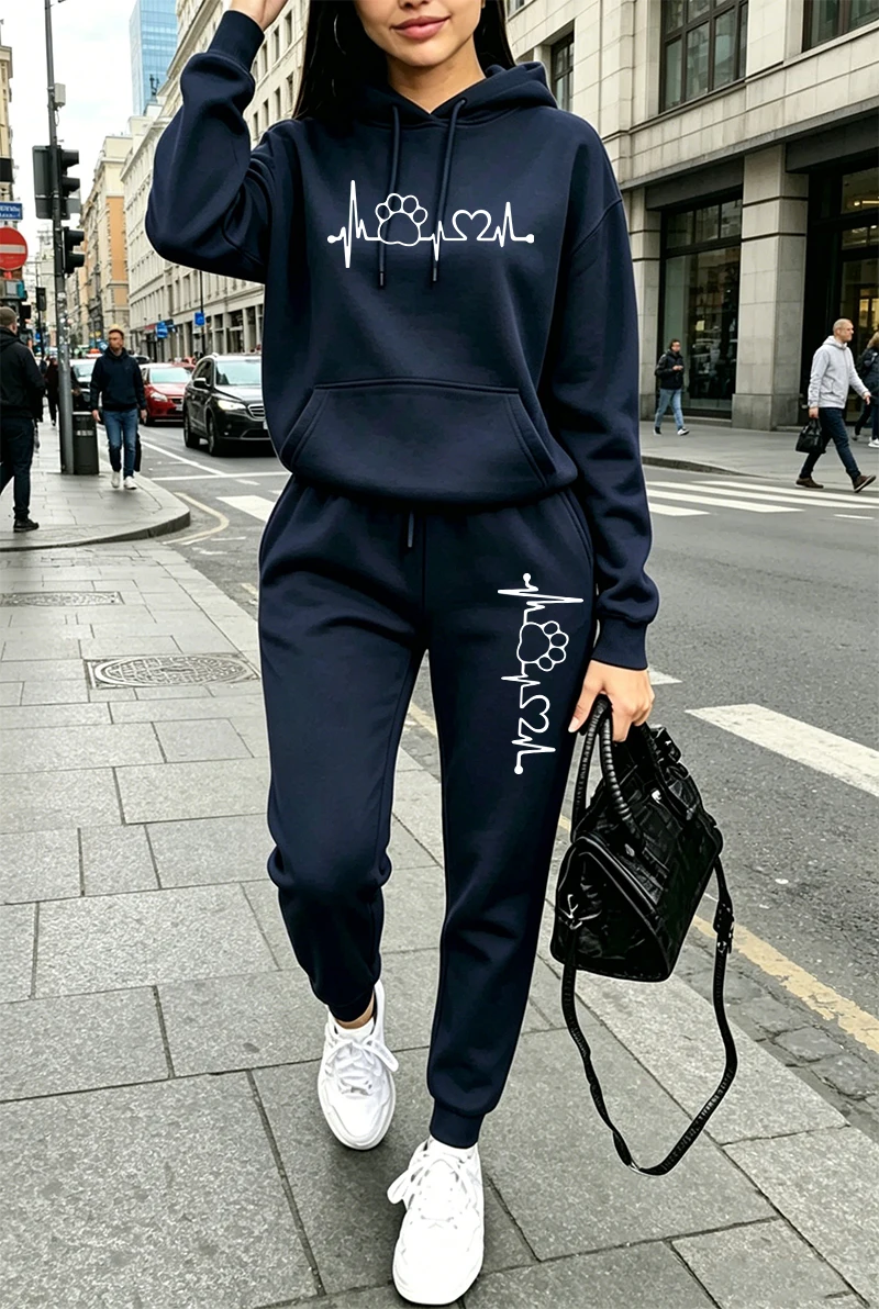 2026年 レディーストラックスーツ プリント入りカジュアル - Winter Clothing For Women のレビューと価格