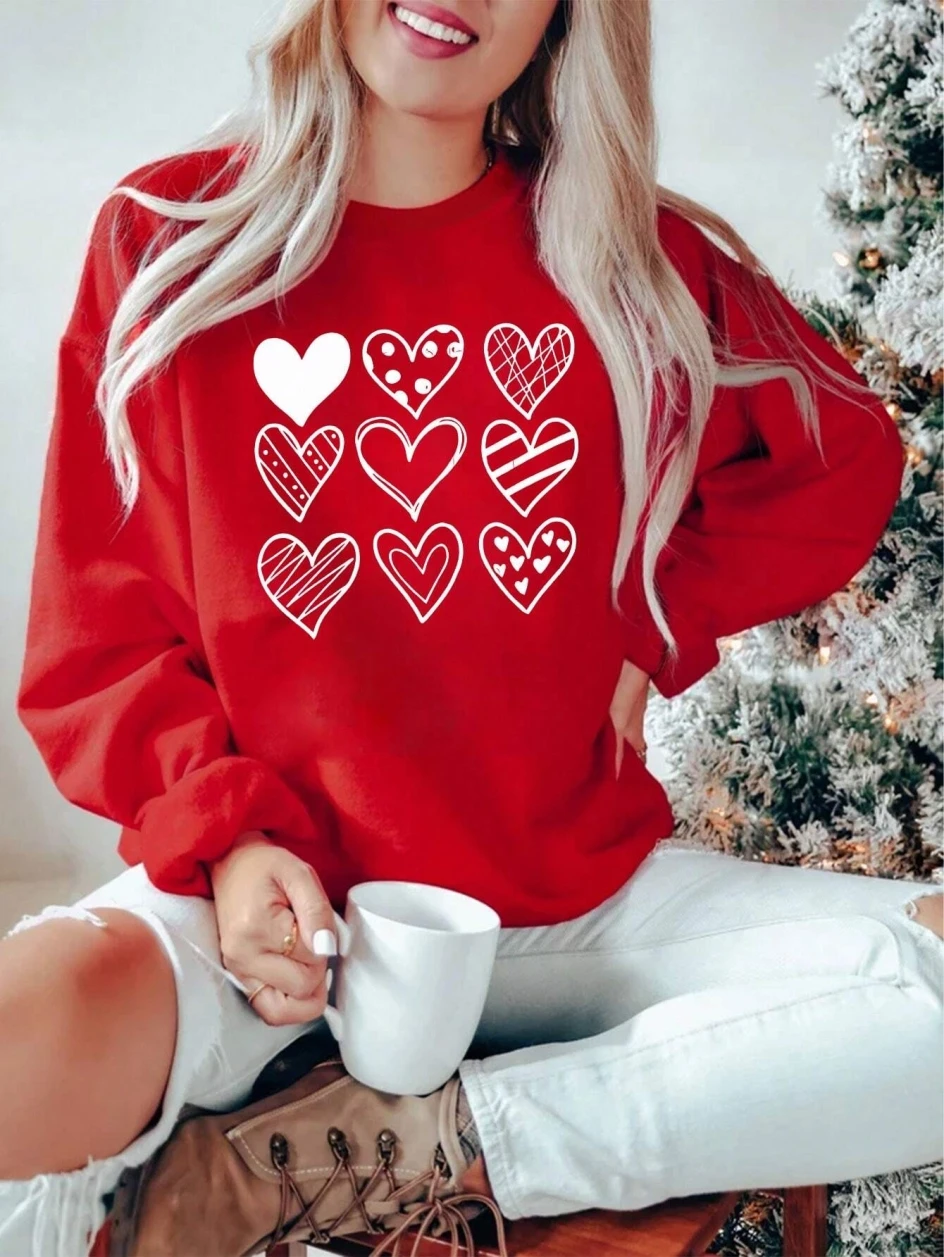 シンプルなラインハート描画印刷女性パーカー原宿パーカーファッ - Winter Clothing Drawing のレビューと価格