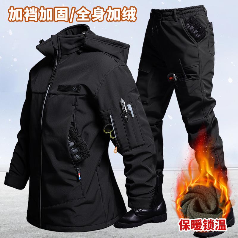 秋と冬のベルベット防水タクティカルジャケットとパンツセット男 - Winter Clothing Pk のレビューと価格